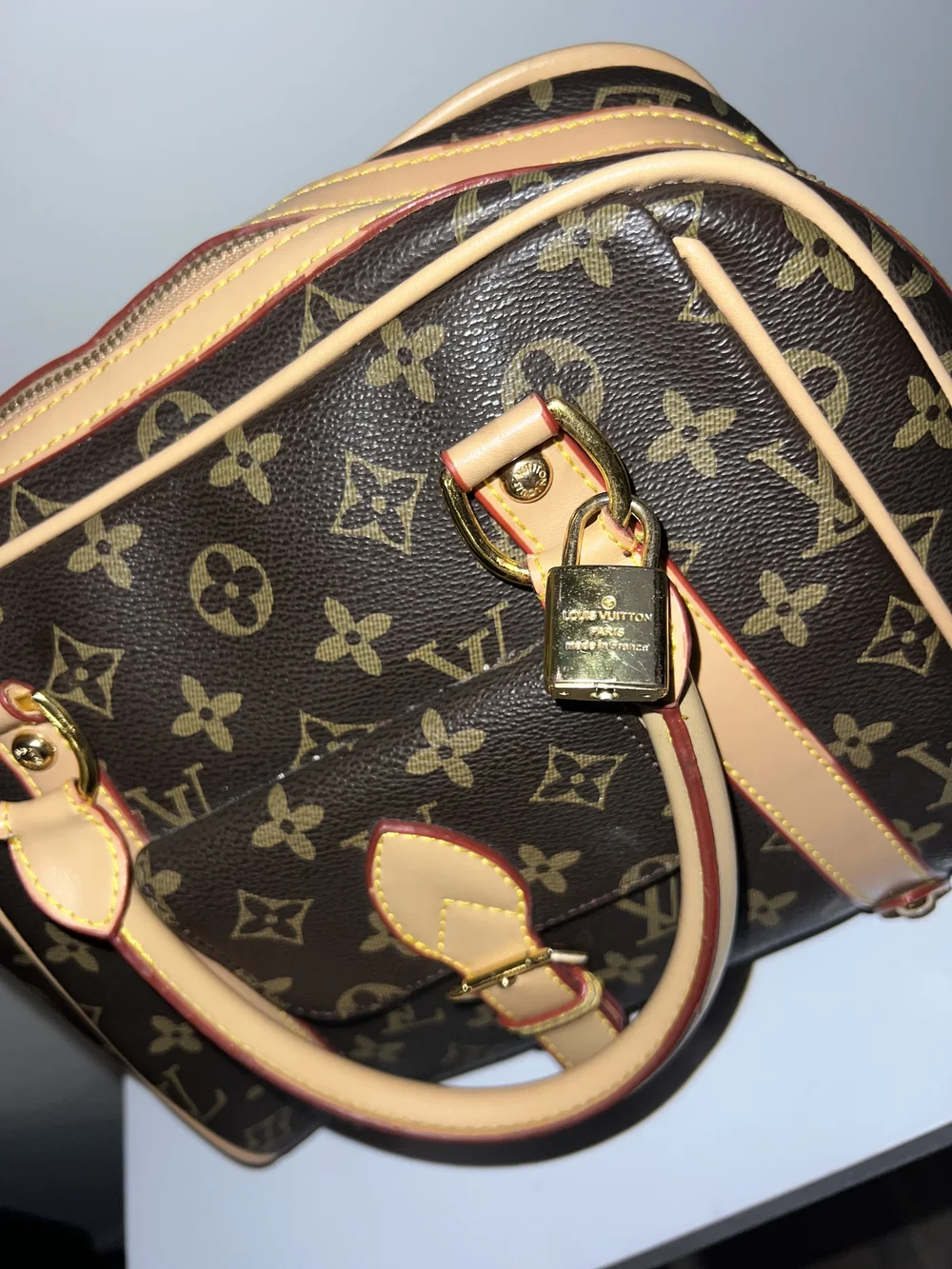 Louis Vuitton Brown Monogram Canvas Satchel with Vachetta Trim